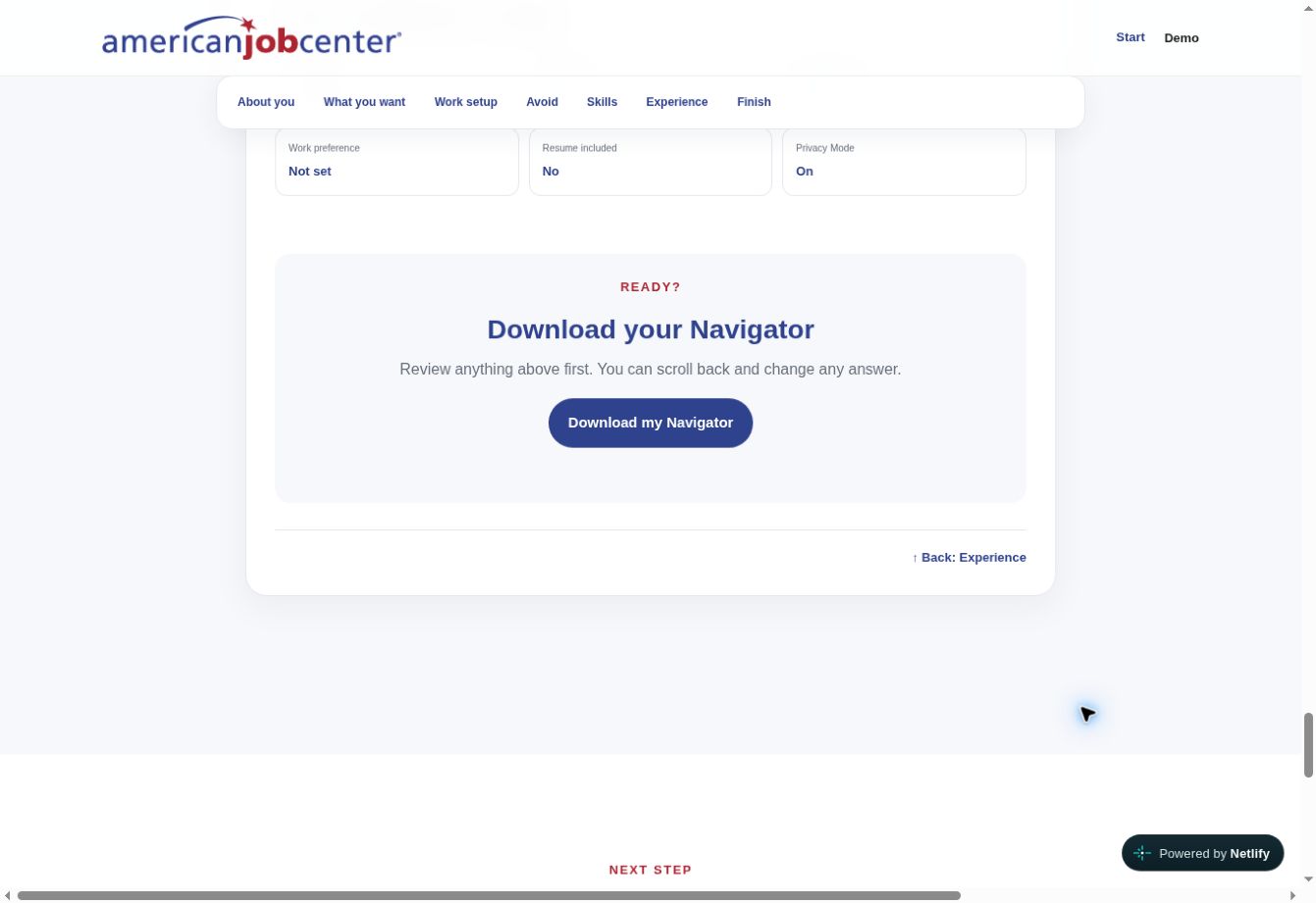 Download the Navigator profile for use with the AI assistant of your choice. — live website screenshot