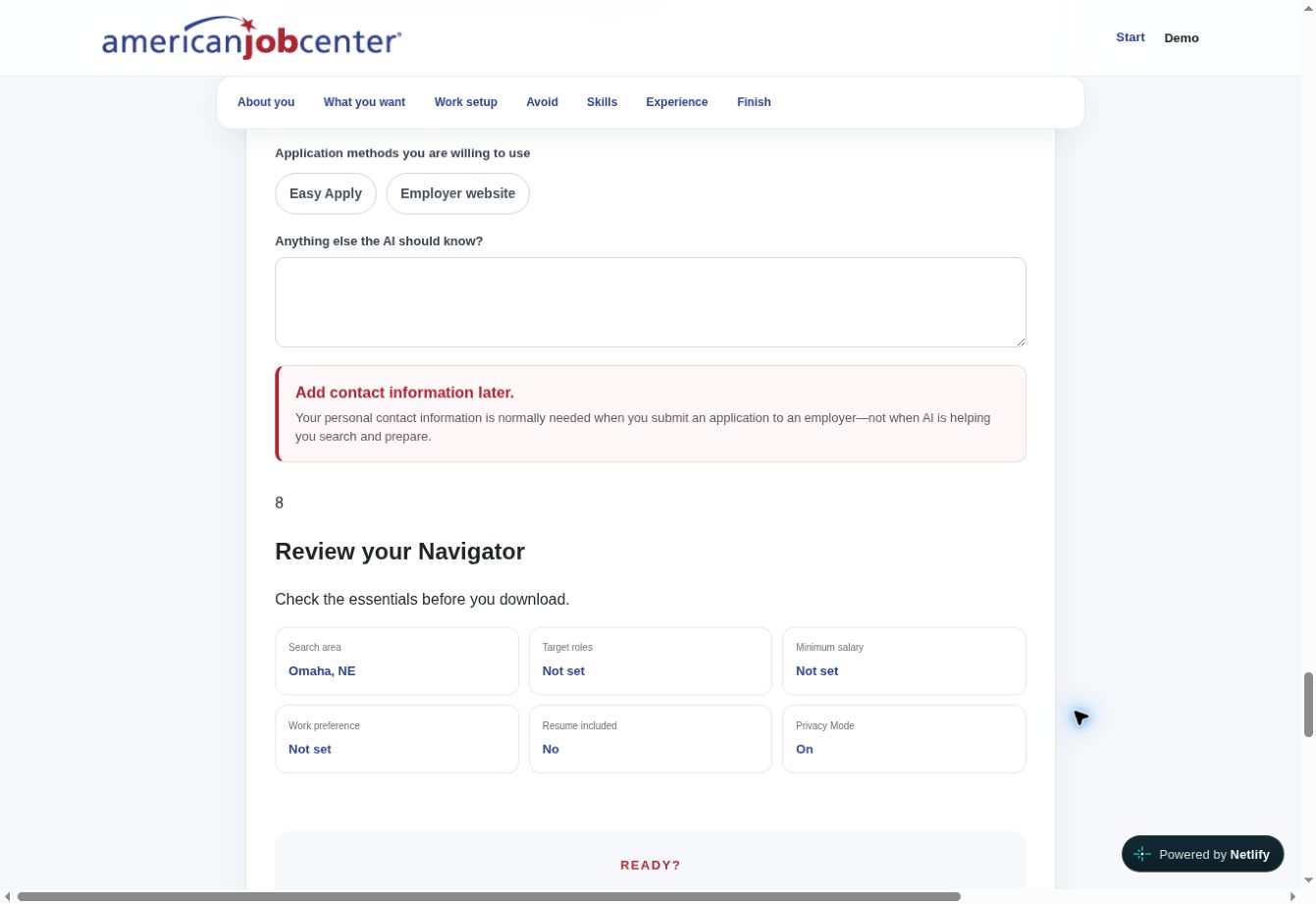 Review the profile essentials and privacy settings before downloading. — live website screenshot