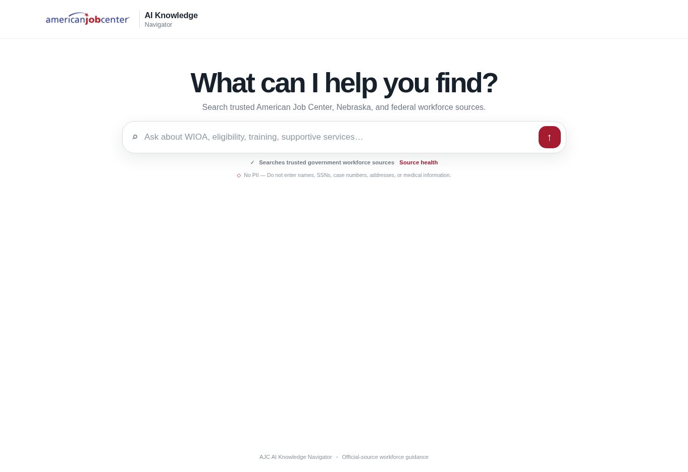 Actual AJC Knowledge Navigator question interface